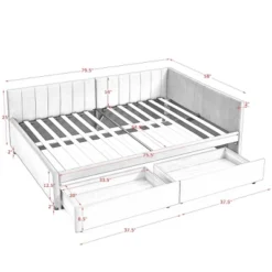 Tiramisubest Full Size Bed Frame Tufted Daybed Velvet Upholstered Frame Storage Drawers Living Room Bedroom Eucalyptus Wood Frame 15 Tiramisubest Full Size Bed Frame Tufted Daybed Velvet Upholstered Frame Storage Drawers Living Room Bedroom Eucalyptus Wood Frame -Baxton Studio Sale Shop GUEST bb735e9e 0157 45d2 aa72 5e2dd7e09e00