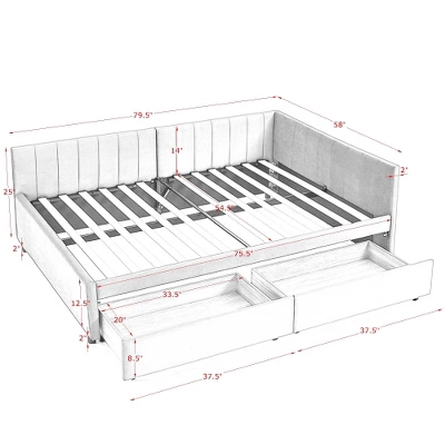 Tiramisubest Full Size Bed Frame Tufted Daybed Velvet Upholstered Frame Storage Drawers Living Room Bedroom Eucalyptus Wood Frame 5 Tiramisubest Full Size Bed Frame Tufted Daybed Velvet Upholstered Frame Storage Drawers Living Room Bedroom Eucalyptus Wood Frame - Image 5
