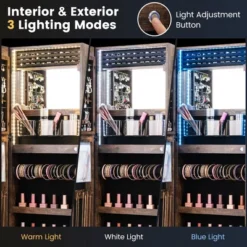 Tangkula LED Mirror Jewelry Cabinet Wall/Door Mounted Organizer Armoire W/ 3 Color Light -Baxton Studio Sale Shop GUEST bbb63d47 1528 411d a77b bf80be2720e9