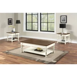 Steve Silver Co. Joanna Coffee Table Ivory/Mocha : Farmhouse Style, Rubberwood Frame, MDF Veneer Top -Baxton Studio Sale Shop GUEST bbc46e33 d7c5 4e58 b281 bef2820643fb