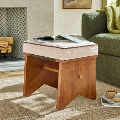 Upholstered Mid Century Ottoman Cream - Hearth & Hand™ With Magnolia 1 Upholstered Mid Century Ottoman Cream - Hearth & Hand™ With Magnolia