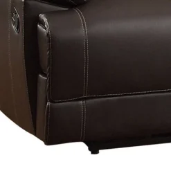 Leather Double Reclining Sofa With Drop Down Cup Holders Brown - Benzara -Baxton Studio Sale Shop GUEST bc0c1478 87fc 4be7 bac8 43bcaa1967d3