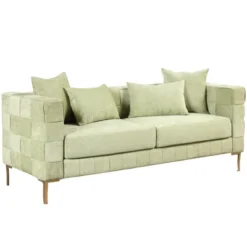 80.5" Modern Upholstered Sofa With Golden Metal Legs And 4 Pillows-ModernLuxe -Baxton Studio Sale Shop GUEST bc21e6a4 3320 4e34 aa41 a005b9070a15