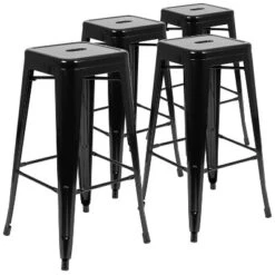 Flash Furniture 30" High Metal Indoor Bar Stool - Stackable Set Of 4 -Baxton Studio Sale Shop GUEST bc27e7ce ef71 46e6 a89e 4e8ca59f4df0