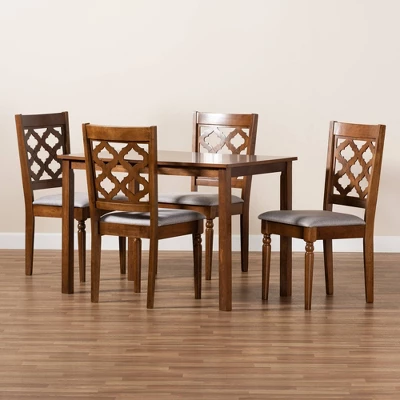 5pc Ramiro Wood Dining Set Gray/Walnut/Brown - Baxton Studio 7 5pc Ramiro Wood Dining Set Gray/Walnut/Brown - Baxton Studio - Image 7