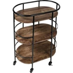 Honey-Can-Do 3 Tier Oval Bar Cart Walnut -Baxton Studio Sale Shop GUEST bca52f83 a736 4d7d a8d0 e3e0e2829492