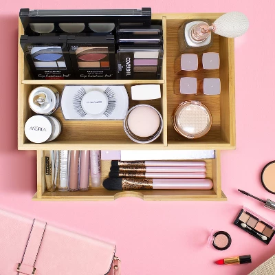 Sorbus Bamboo Desktop Organizer With Pull-Out Drawer 3 Sorbus Bamboo Desktop Organizer With Pull-Out Drawer - Image 3