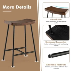 Costway Industrial Saddle Stool Counter Height Bar Stool Dining Pub Chair W/ Metal Frame 13 Costway Industrial Saddle Stool Counter Height Bar Stool Dining Pub Chair W/ Metal Frame -Baxton Studio Sale Shop GUEST bd078cf3 95c0 4d30 b85e 07f3888acb24
