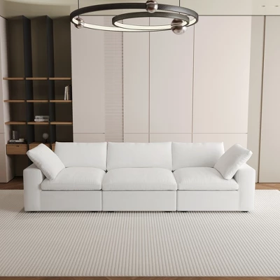 120.45" Cloud Modular Sectional Sofa With Thick Cushion, Minimalist Convertible Couch Deep Seat Couches For Living Room Sofa Sets 13 120.45" Cloud Modular Sectional Sofa With Thick Cushion, Minimalist Convertible Couch Deep Seat Couches For Living Room Sofa Sets - Image 13