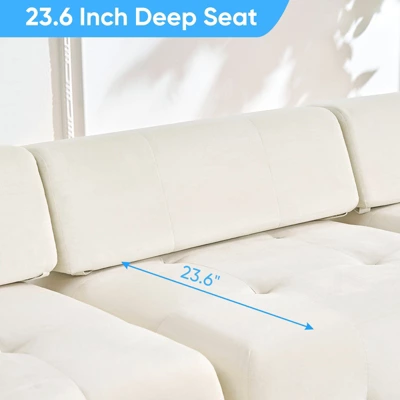 Mjkone L-Shaped Velvet 3-Seater Modular Sectional Sofa With Ottoman, Convertible Sofa Couches With Rivet Trim 10 Mjkone L-Shaped Velvet 3-Seater Modular Sectional Sofa With Ottoman, Convertible Sofa Couches With Rivet Trim - Image 10