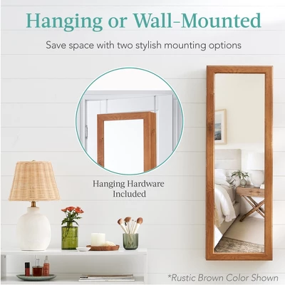 Best Choice Products Hanging Mirror Jewelry Armoire, Door Or Wall Mounted Cabinet W/ LED Lights, Lock 1 Best Choice Products Hanging Mirror Jewelry Armoire, Door Or Wall Mounted Cabinet W/ LED Lights, Lock
