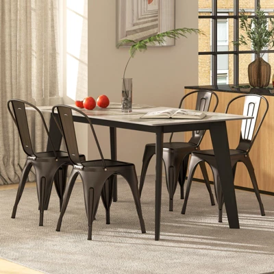 Tangkula Tolix Style Metal Dining Chairs Set Of 4 W/ Removable Backrest For Dining Room 1 Tangkula Tolix Style Metal Dining Chairs Set Of 4 W/ Removable Backrest For Dining Room