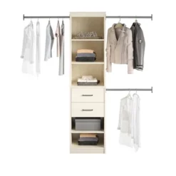 Kelly 5 Shelf 2 Drawer Closet Organizer With 3 Adjustable Hanging Rods Ivory Oak - Novogratz -Baxton Studio Sale Shop GUEST bd969d64 5309 4b81 8453 40f9b6467833