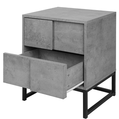 Adams 2 Drawers Cement Nightstand With Storage - The Pop Maison 4 Adams 2 Drawers Cement Nightstand With Storage - The Pop Maison - Image 4