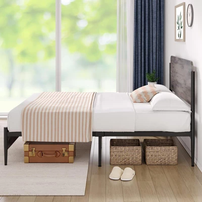 Garvee Bed Frame With Wooden Headboard And Footboard,Metal Bed Frame, No Box Spring Needed, 14 Inch Easy To Assemble Noise Free Mattress Foundation 2 Garvee Bed Frame With Wooden Headboard And Footboard,Metal Bed Frame, No Box Spring Needed, 14 Inch Easy To Assemble Noise Free Mattress Foundation - Image 2