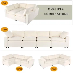 105.9" Upholstered Modular Sofa With USB Charge Ports, Wireless Charging And Built-in Bluetooth Speaker-ModernLuxe -Baxton Studio Sale Shop GUEST be50393b 25b3 49ad 8cdb feb83edc1044