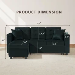 Convertible Sleeper Sofa, Pull Out Sofa With Storage, 84" L-Shaped Sofa Bed With Storage Chaise For Living Room, Apartment, Small Space -Baxton Studio Sale Shop GUEST be5a3961 1617 4b44 bd2f d52f138ffdb9