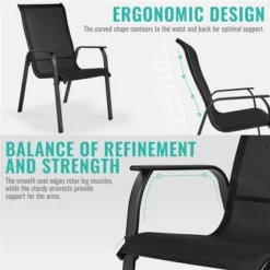 Yaheetech Set Of 2 Outdoor Texteline Stackable Dining Chairs With Backrest/ Armrests For Garden, Lawn, Porch, Backyard Pool 12 Yaheetech Set Of 2 Outdoor Texteline Stackable Dining Chairs With Backrest/ Armrests For Garden, Lawn, Porch, Backyard Pool -Baxton Studio Sale Shop GUEST be9b8f64 2141 467b b09c 51ce59119fce