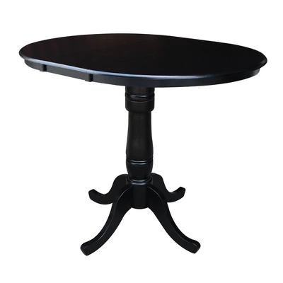36" Round Top Pedestal Counter Height 12" Drop Leaf Dining Table Black - International Concepts 3 36" Round Top Pedestal Counter Height 12" Drop Leaf Dining Table Black - International Concepts - Image 3