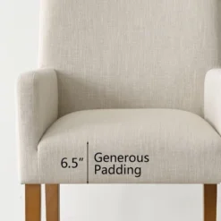 North Linen Dining Armchair Set Of 2, Upholstered Armrest Accent Chair With Rubberwood Legs For Dining Room, Living Room, Bedroom - Maison Boucle -Baxton Studio Sale Shop GUEST bf2a4353 cee6 4a3e 899b c2e16f226861