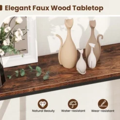 Costway Narrow Console Table 2-Tier Entryway Table With Storage 2 Support Bars Sofa Table Brown/White -Baxton Studio Sale Shop GUEST bf4901d6 7a0c 4f52 b654 a67295590303