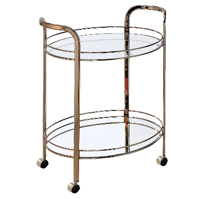 Derria Oval Mirrored Metal Frame Serving Cart - Furniture Of America 6 Derria Oval Mirrored Metal Frame Serving Cart - Furniture Of America - Image 6