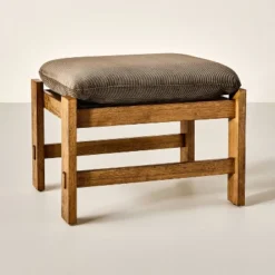 Wood Frame Ottoman With Attached Cushion - Hearth & Hand™ With Magnolia Furniture