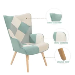 Accent Chair With Ottoman, Living Room Chair And Ottoman Set, Comfy Side Armchair For Bedroom, Creative Splicing Cloth Surface -Baxton Studio Sale Shop GUEST bf813304 8c5c 48f1 9f22 43044f7cfb41