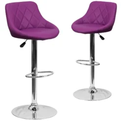 Emma And Oliver 2 Pack Contemporary Vinyl Bucket Seat Adjustable Height Barstool With Diamond Pattern Back And Chrome Base -Baxton Studio Sale Shop GUEST bfa0c68c 198d 46dd b4c2 db947da42b99