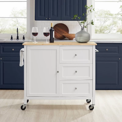 Soren Wood Top Kitchen Island/Cart Natural/White - Crosley 2 Soren Wood Top Kitchen Island/Cart Natural/White - Crosley - Image 2