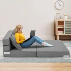 Olding Sofa Bed, Foldable Couch Bed With Pillow, Convertible Sleeper Chair Mattress, Futon Floor Couch With Memory Foam Washable Cover, Gray 11 Olding Sofa Bed, Foldable Couch Bed With Pillow, Convertible Sleeper Chair Mattress, Futon Floor Couch With Memory Foam Washable Cover, Gray -Baxton Studio Sale Shop GUEST c03f8a43 e268 44e1 9c0d 21a0fdac598a