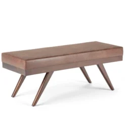48" Nadine Mid Century Ottoman Bench Faux Air Leather - Wyndenhall -Baxton Studio Sale Shop GUEST c08a0a44 b40a 4ca9 a1f8 2525e032cb50