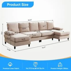 Mjkone U Shaped Sectional Sofa, 4-Seat Modular Sofa, Living Room Modern Couch With Chaise -Baxton Studio Sale Shop GUEST c0f6dca0 a2bb 4e59 b543 125972223955