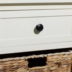 Farmhouse Wood And Wicker Basket Side Table White - Olivia & May -Baxton Studio Sale Shop GUEST c1462881 4fca 4b07 8530 11aa4ec967f5