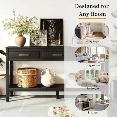 59.1" Modern 3-Drawer Console Table With 1 Shelf For Living Room, Entryway And Hallway - ModernLuxe 2 59.1" Modern 3-Drawer Console Table With 1 Shelf For Living Room, Entryway And Hallway - ModernLuxe - Image 2