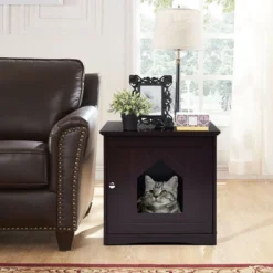 Costway Weatherproof Multi-function Pet Cat House Sidetable Nightstand