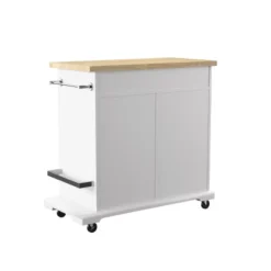 Datto Rolling Kitchen Island With Storage White/Natural - Aiden Lane -Baxton Studio Sale Shop GUEST c19e98ba d85c 48fc 94dc 702a6090e201