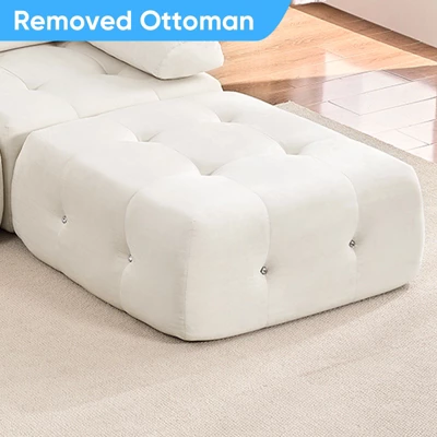 Mjkone U-Shaped Velvet Modular Sectional Sofa With Free Combination Ottoman,Convertible 4-Seater Sofa With Rivet Trim 15 Mjkone U-Shaped Velvet Modular Sectional Sofa With Free Combination Ottoman,Convertible 4-Seater Sofa With Rivet Trim - Image 15