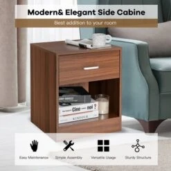 Costway Nightstand With Drawer Storage Cabinet Modern Beside End Table BlackBrown -Baxton Studio Sale Shop GUEST c20d49e1 bee4 4063 b794 7954d8db2eb4