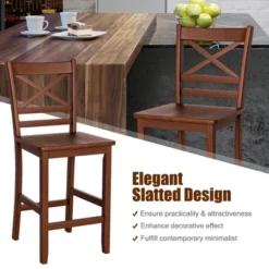 Costway Set Of 4 Bar Stools 24'' Counter Height Chairs W/ Rubber Wood Legs Walnut -Baxton Studio Sale Shop GUEST c225f00c bd9d 40c9 b678 7016c59c3745