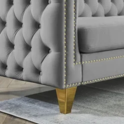 Living Room Modern Velvet Sofa With Button Tufted Square Arms And Metal Legs - ModernLuxe -Baxton Studio Sale Shop GUEST c2726a3e 4d77 45fb 958a 859da57cce4b