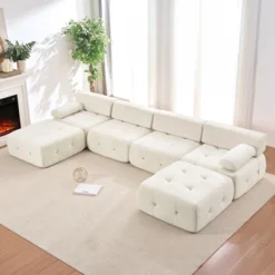 Mjkone U-Shaped Velvet Modular Sectional Sofa With Free Combination Ottoman,Convertible 4-Seater Sofa With Rivet Trim 22 Mjkone U-Shaped Velvet Modular Sectional Sofa With Free Combination Ottoman,Convertible 4-Seater Sofa With Rivet Trim -Baxton Studio Sale Shop GUEST c2b09f8c 61b7 430d b2c4 32f279ab5c9e