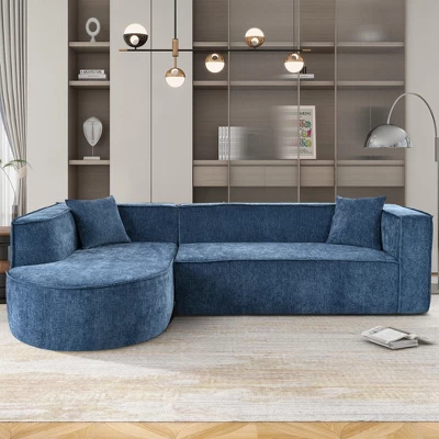 109"W Sectional Sofa Couch, Upholstered Modular Sofa With Two Pillows -ModernLuxe 1 109"W Sectional Sofa Couch, Upholstered Modular Sofa With Two Pillows -ModernLuxe