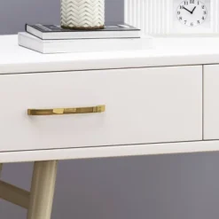 Dehaviland Modern Wood Vanity Table White/Champagne Gold - Christopher Knight Home -Baxton Studio Sale Shop GUEST c32258d7 890a 4423 a388 d00834a74210
