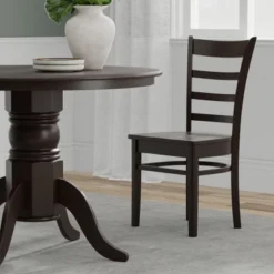 Glenwillow Home 42" Round Pedestal Dining Table + Slat Back Dining Chairs Dining Set -Baxton Studio Sale Shop GUEST c32b7b52 5e21 47de 9969 aa79504e3741