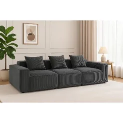 CAVINAS Multi Comfy Corduroy Sofa With Horizontal Texture Design,Indoor Compression 3-Seater Sofa Set,Sofa Couch For Living Room Furniture -Baxton Studio Sale Shop GUEST c32e0ade 7adf 46f3 81fd 7db183ce1832