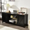 Costway 59'' TV Stand Media Console Center W/ Storage Cabinet For 65'' TV NaturalBlackCoffee