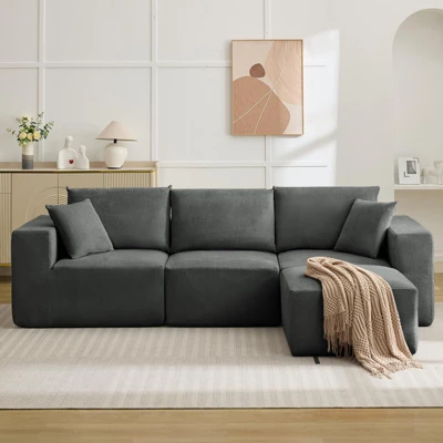 Sectional Sofa, Sleeper Sofa Couches With L-Shape Chaise, With Deep Seat, Upholstered Couches For Living Room Bedroom, No Assembly Required 9 Sectional Sofa, Sleeper Sofa Couches With L-Shape Chaise, With Deep Seat, Upholstered Couches For Living Room Bedroom, No Assembly Required - Image 9