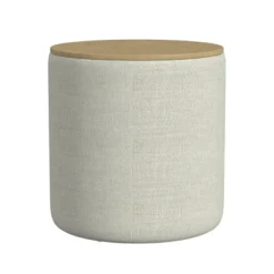 Wood Top Storage Ottoman Light Gray - HomePop: Upholstered, Round, Padded, Wooden Frame -Baxton Studio Sale Shop GUEST c39af804 5091 4297 a981 1018aec3a54e