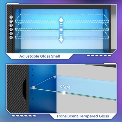 Bestier 70" TV Stand For Up To 75 Inch TV, LED Gaming Entertainment Center With Storage Cabinet, Media Console With Adjustable Tempered Glass Shelf 4 Bestier 70" TV Stand For Up To 75 Inch TV, LED Gaming Entertainment Center With Storage Cabinet, Media Console With Adjustable Tempered Glass Shelf - Image 4